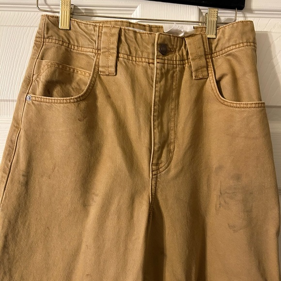 Free People We The Chill Vibes Scout Tan Dropped Wide Leg Jeans. NEW WITH TAGS - Picture 7 of 7